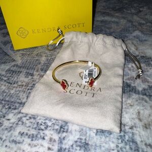Kendra Scott abbe pave Gold Bracelet with Red Stones